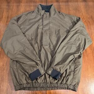 Footjoy Dryjoys 1/4 Zip Houndstooth Men's Large Brown Pullover Rain Jacket